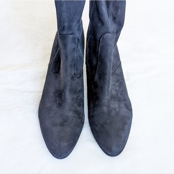 Marc Fisher Black Faux Suede Knee High Block Heel Boots Size 10 - Picture 5 of 10